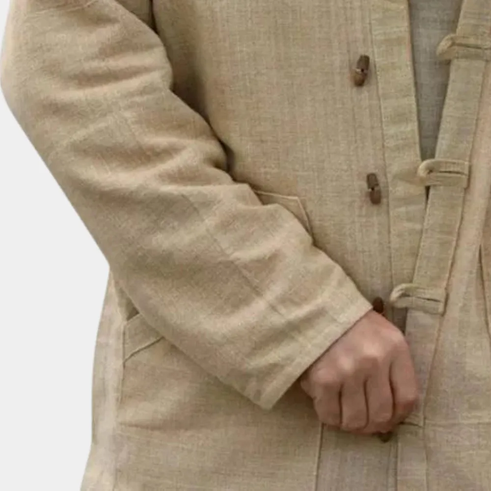 Beige Linen Mandarin Collar Shirt - Lightweight Summer Style