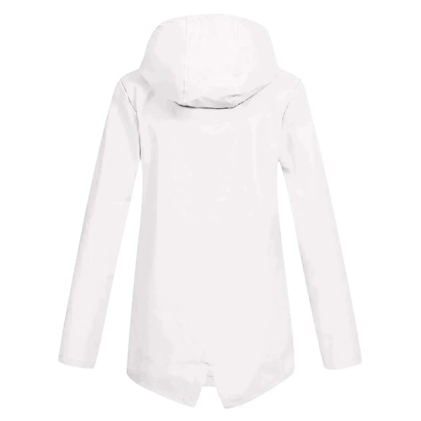 Beige Women's Lightweight Water-Resistant Hooded Long Jacket