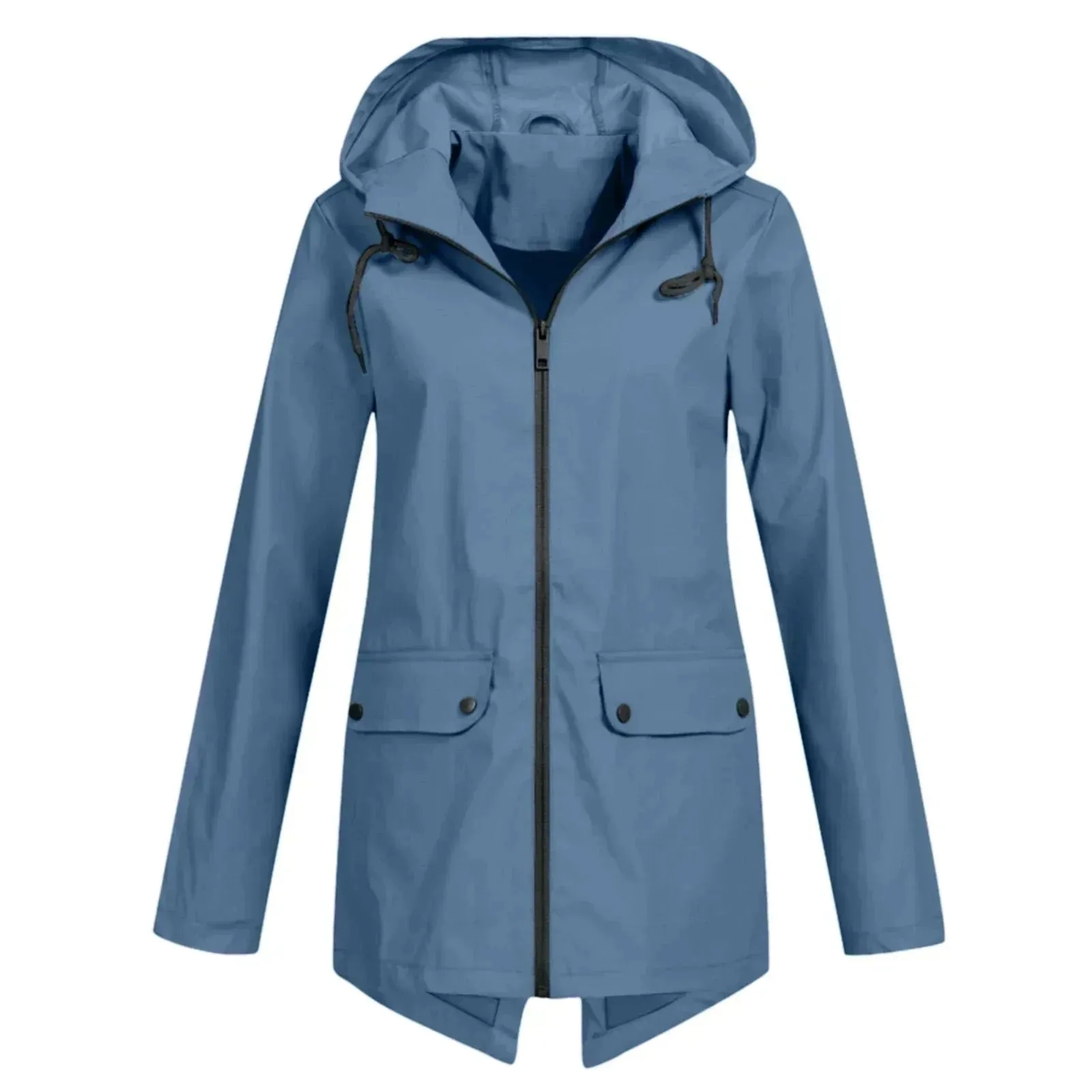 Beige Women's Lightweight Water-Resistant Hooded Long Jacket