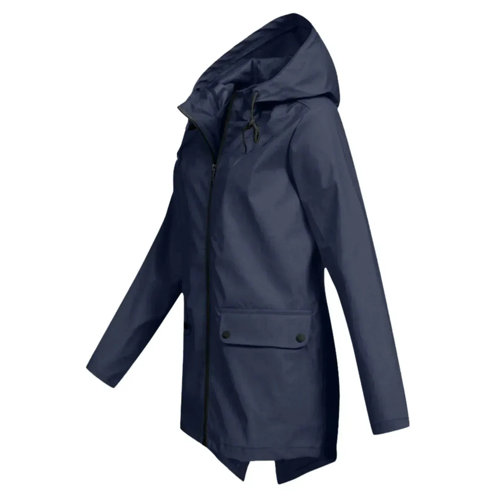 Beige Women's Lightweight Water-Resistant Hooded Long Jacket