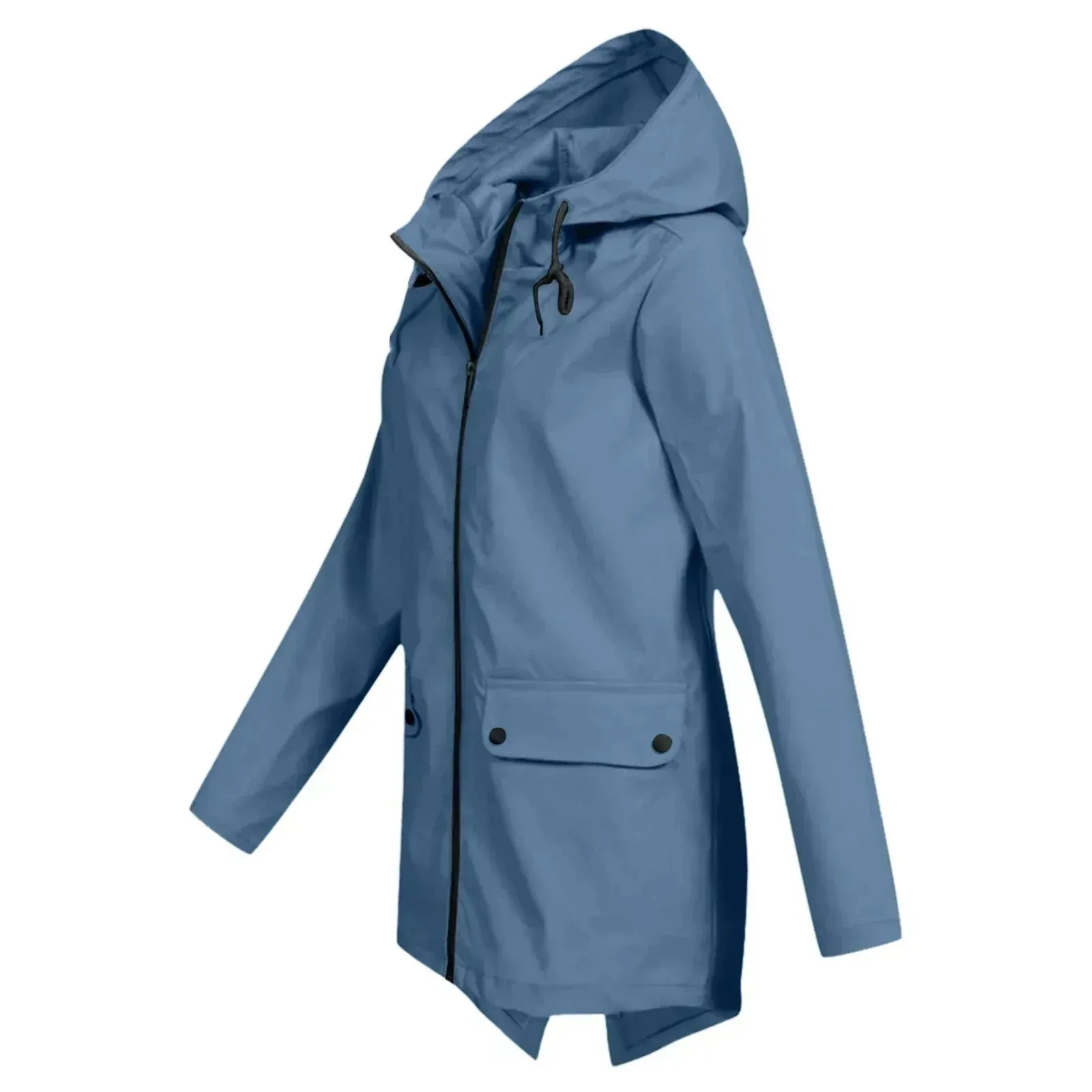 Beige Women's Lightweight Water-Resistant Hooded Long Jacket