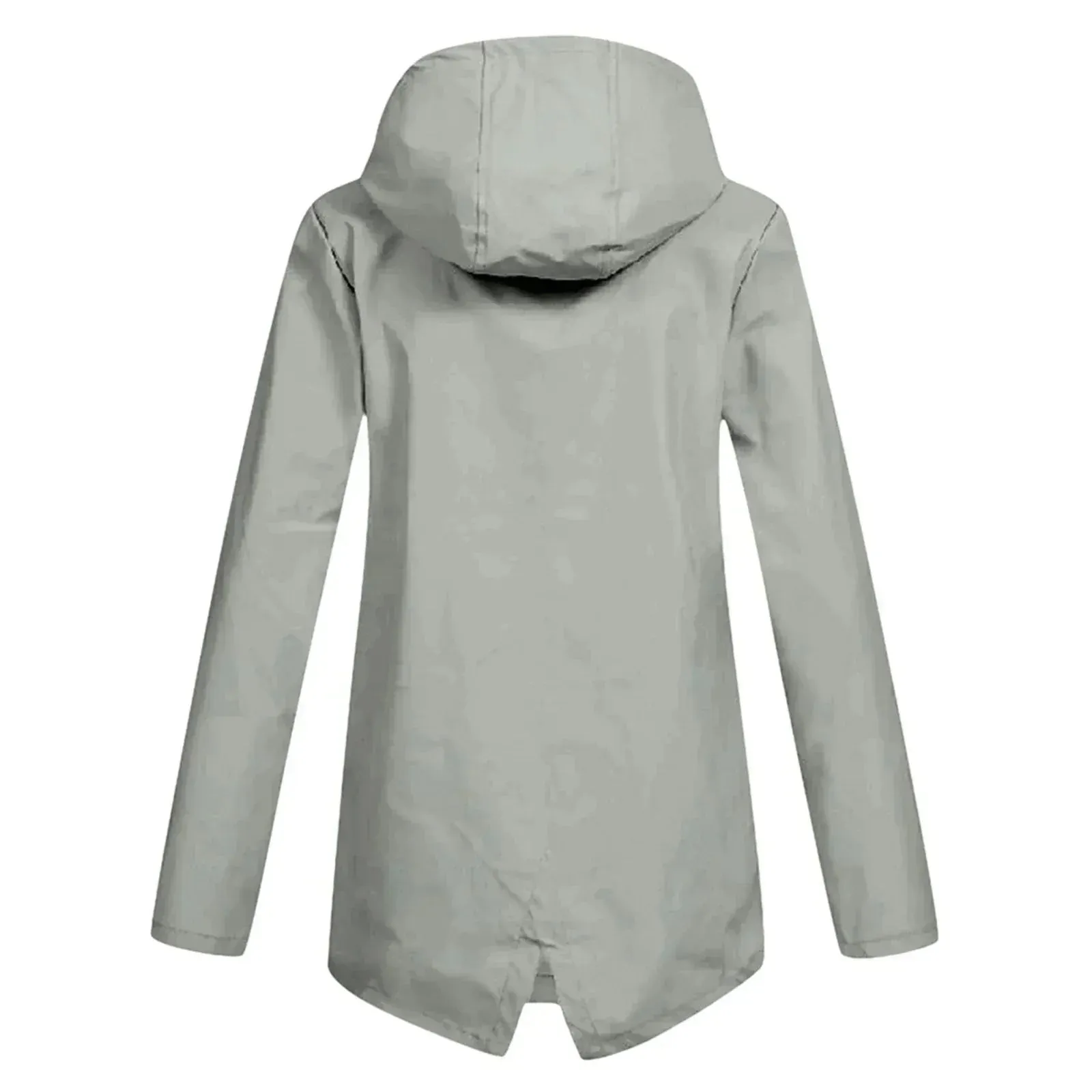 Beige Women's Lightweight Water-Resistant Hooded Long Jacket