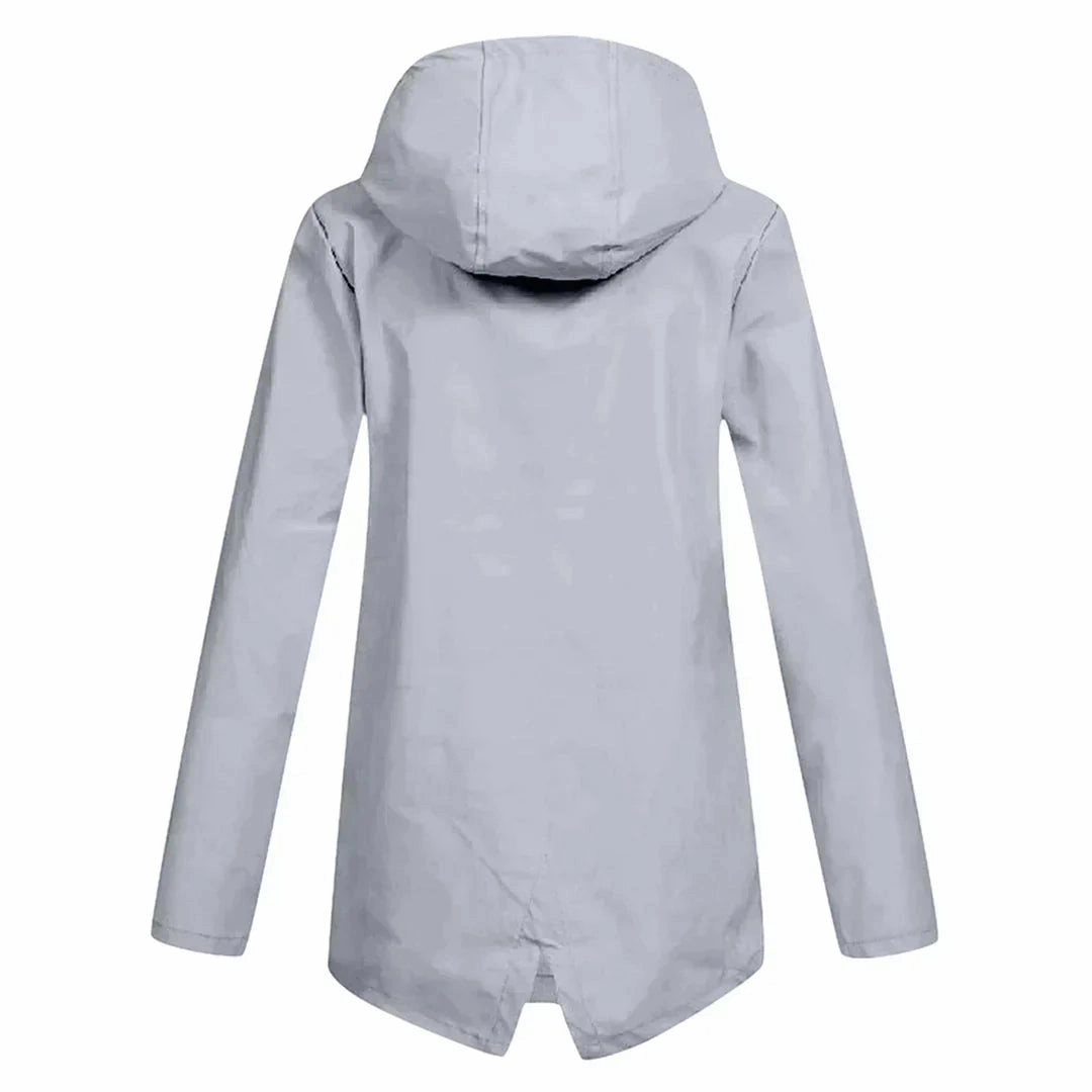 Beige Women's Waterproof Hooded Raincoat - Lightweight & Stylish