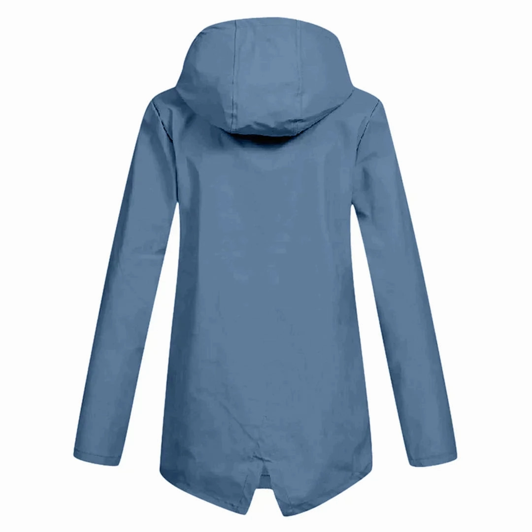Beige Women's Waterproof Hooded Raincoat - Lightweight & Stylish