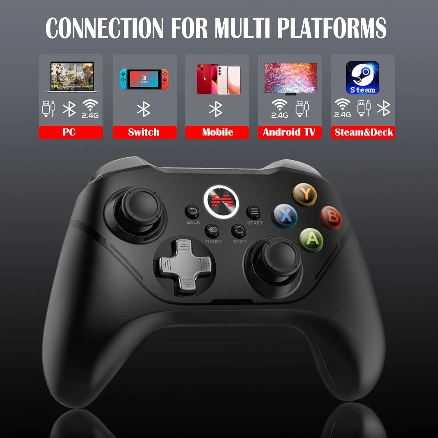 BEITONG Asura 2 Pro PC Controller Wireless Gaming Gamepad 6 Axis Gyro Motion Sensing,Compatible with Windows Switch Lite/OLED Steam Deck Tesla,Hall Effect Triggers/M Button (Black with Motion Control)