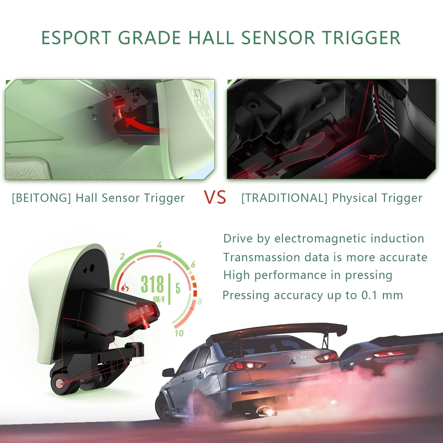 BEITONG Asura 2 Pro PC Game Controller Wireless Gamepad Joystick Hall Effect Trigger For Windows 7 8 10 11,Android TV,Steam,Tesla,Simulator,Mechanical Keys & D-pad/Advanced Buttons (Avocado)