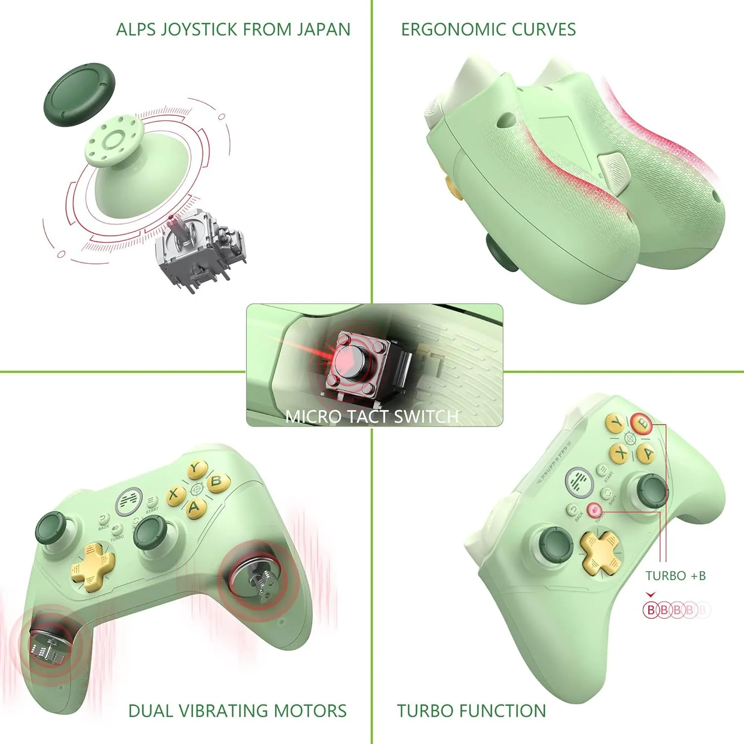 BEITONG Asura 2 Pro PC Game Controller Wireless Gamepad Joystick Hall Effect Trigger For Windows 7 8 10 11,Android TV,Steam,Tesla,Simulator,Mechanical Keys & D-pad/Advanced Buttons (Avocado)