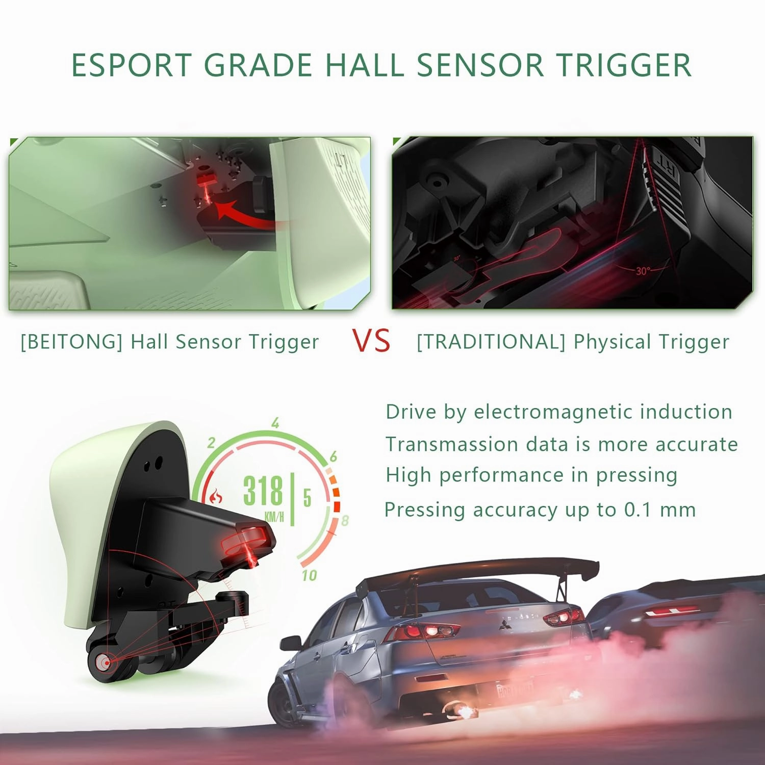 BEITONG Asura 2 Pro PC Game Controller Wireless Gamepad Joystick Hall Effect Trigger For Windows 7 8 10 11,Android TV,Steam,Tesla,Simulator,Mechanical Keys & D-pad/Advanced Buttons (Avocado)