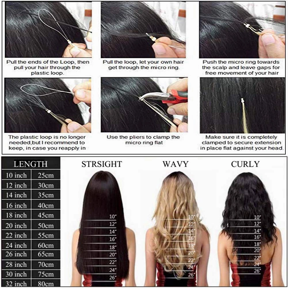 Benehair Micro Link Hair Extensions Human Hair Extension Balayage Remy Hair Weft Hairpiece 16inch Highlighted Brown Blonde #4&27
