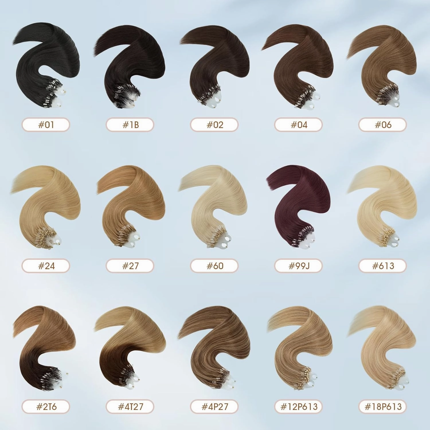 Benehair Micro Loop Ring Human Hair Extensions Remy Hairpiece Hair Extensions Natural Black #1B Silky Straight 100 Strands 50g 16 Inch