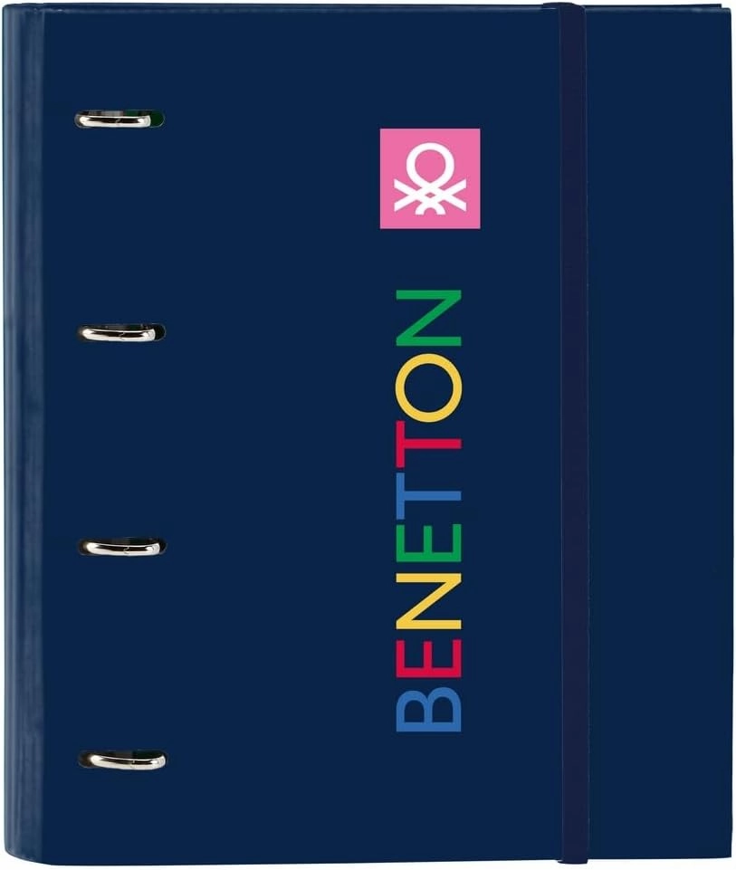 Benetton Damero 35cm 4 Ring Binder with 100 A4 Sheets, Ideal for Children of Different Ages Comfortable and Versatile, Quality and Resilience, 27 x 3.5 x 32 cm, Navy, M, Casual