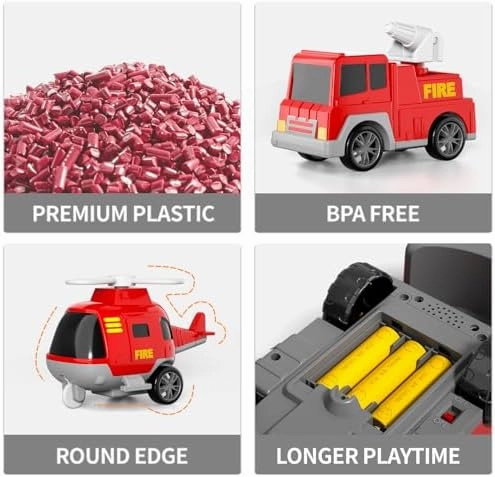 Bennol Toddler Trucks Toys for Boys Age 1-3 3-5, 5 in 1 Fire Car Truck for Girls 1 2 3 4 5 6 Years Old, Christmas Birthday Gift Car Sets with Light Sound