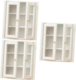 BESPORTBLE 3pcs Scale Kitchen Cabinet Decor for Dollhouse Accessories Tiny Cabinet Model for Micro Landscape Decoration