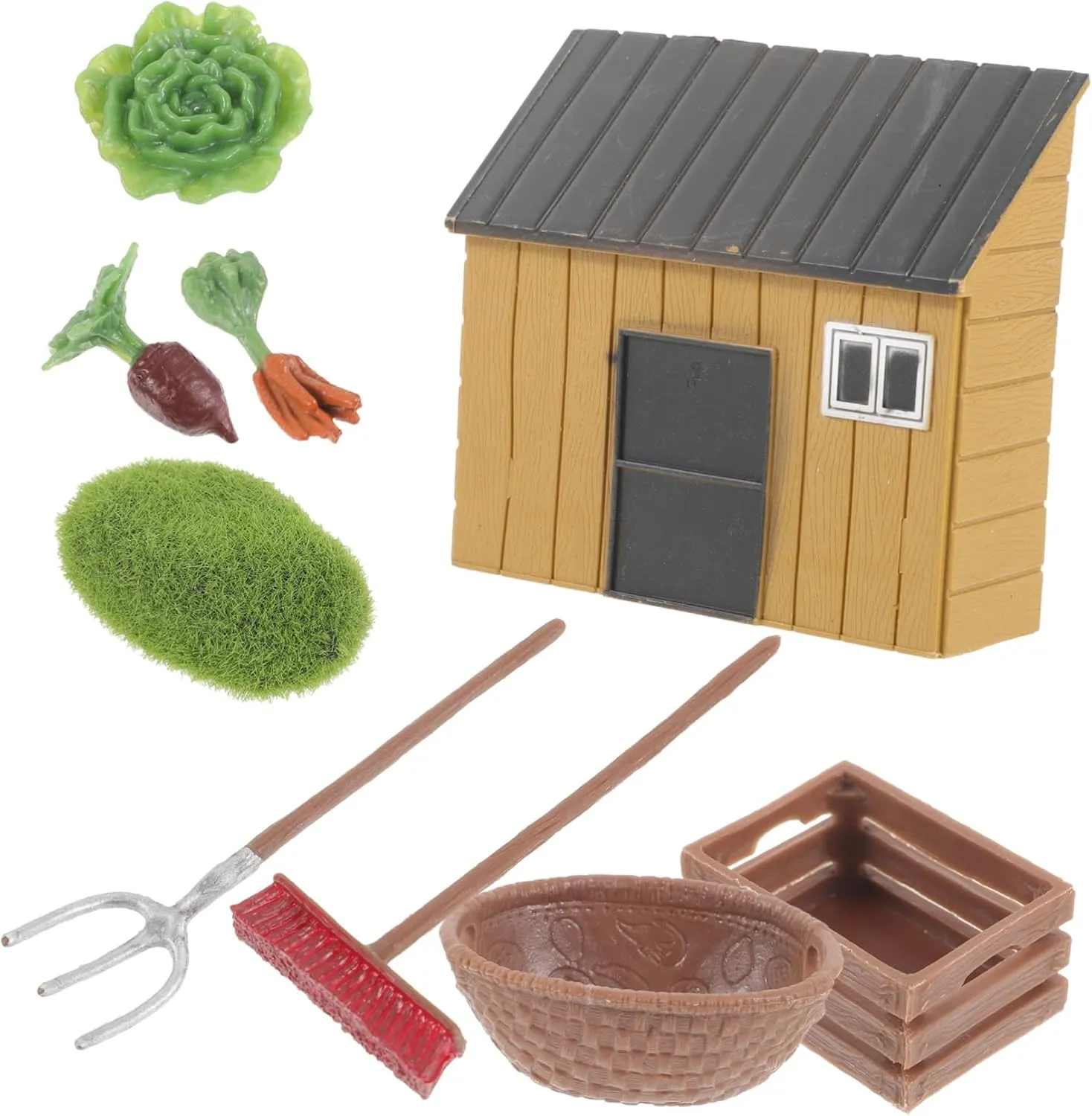 BESPORTBLE 5 Sets Mini Farm Tool Model Farm Equipment Mini House Decor Realistic Vegetable Garden Prop for Educational Play and Scene Layout