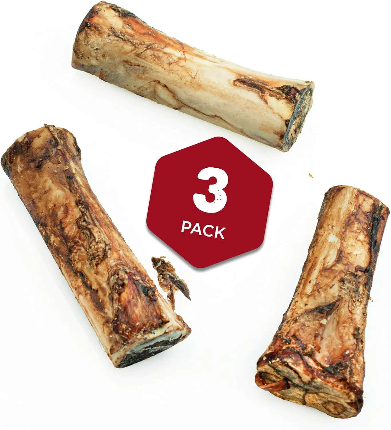 Best Bully Sticks Marrow Bones - 3 Count (Pack of 1) - USA Packed, Healthy Snack, Grass-Fed Beef, Long-Lasting, Great for Large Breeds