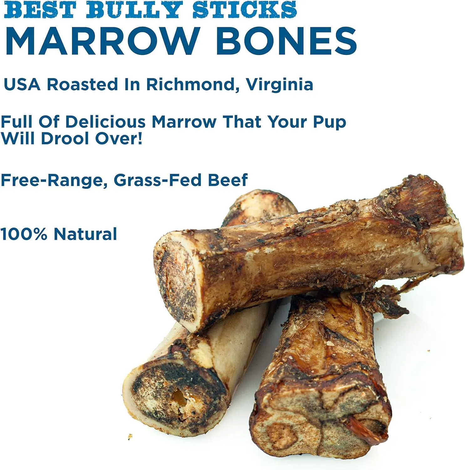 Best Bully Sticks Marrow Bones - 3 Count (Pack of 1) - USA Packed, Healthy Snack, Grass-Fed Beef, Long-Lasting, Great for Large Breeds