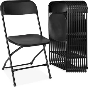 Best Choice Products Set of 10 Plastic Folding Chairs, Portable Stacking Indoor Outdoor Seating for Home, Yard, Garden, Parties, Events w/Non-Slip Feet, 350lb Weight Capacity - Black