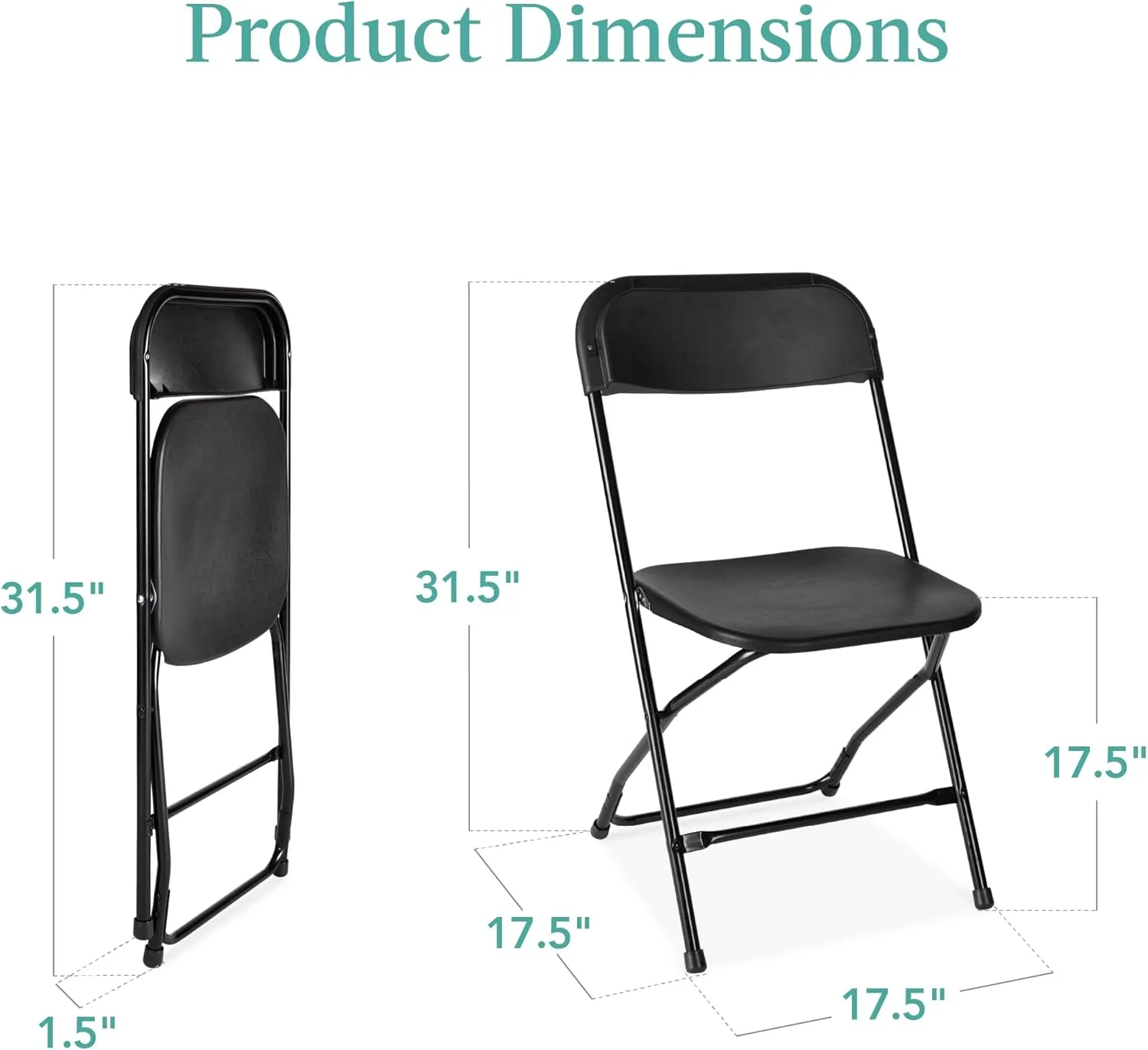 Best Choice Products Set of 10 Plastic Folding Chairs, Portable Stacking Indoor Outdoor Seating for Home, Yard, Garden, Parties, Events w/Non-Slip Feet, 350lb Weight Capacity - Black