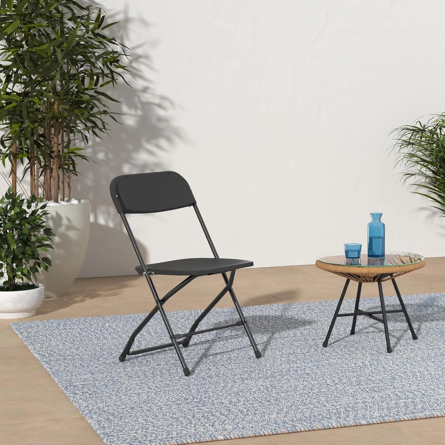 Best Choice Products Set of 10 Plastic Folding Chairs, Portable Stacking Indoor Outdoor Seating for Home, Yard, Garden, Parties, Events w/Non-Slip Feet, 350lb Weight Capacity - Black