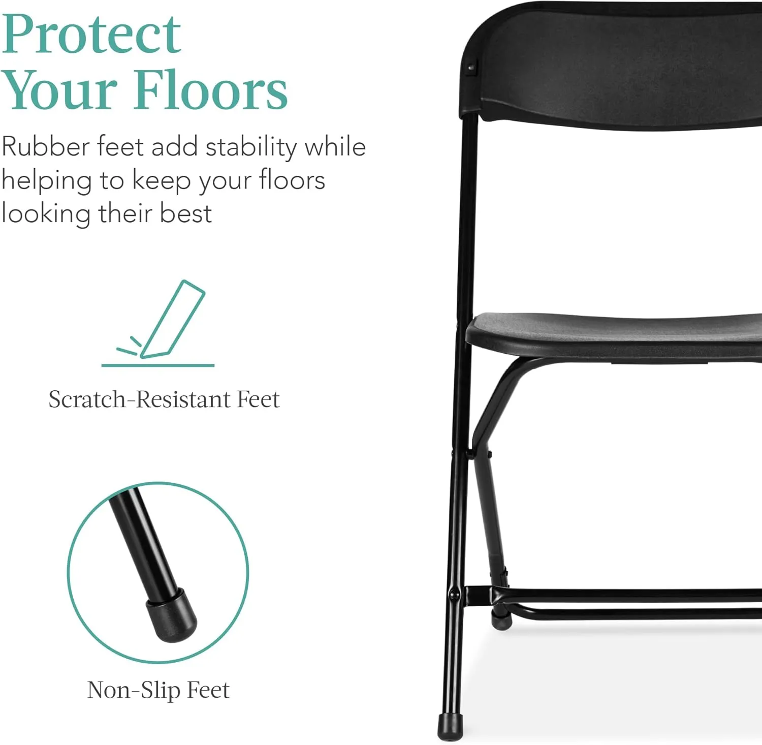 Best Choice Products Set of 10 Plastic Folding Chairs, Portable Stacking Indoor Outdoor Seating for Home, Yard, Garden, Parties, Events w/Non-Slip Feet, 350lb Weight Capacity - Black