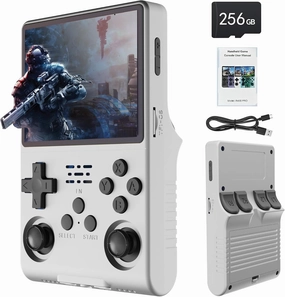 Best brose 30000 Games in 1Handheld Game Console,3.5-Inch IPS Screen Retro Gaming Console,30000 Classic Games, 3800mAh,20＋Mainstream Emulator,Built-in 256G TF Card, White