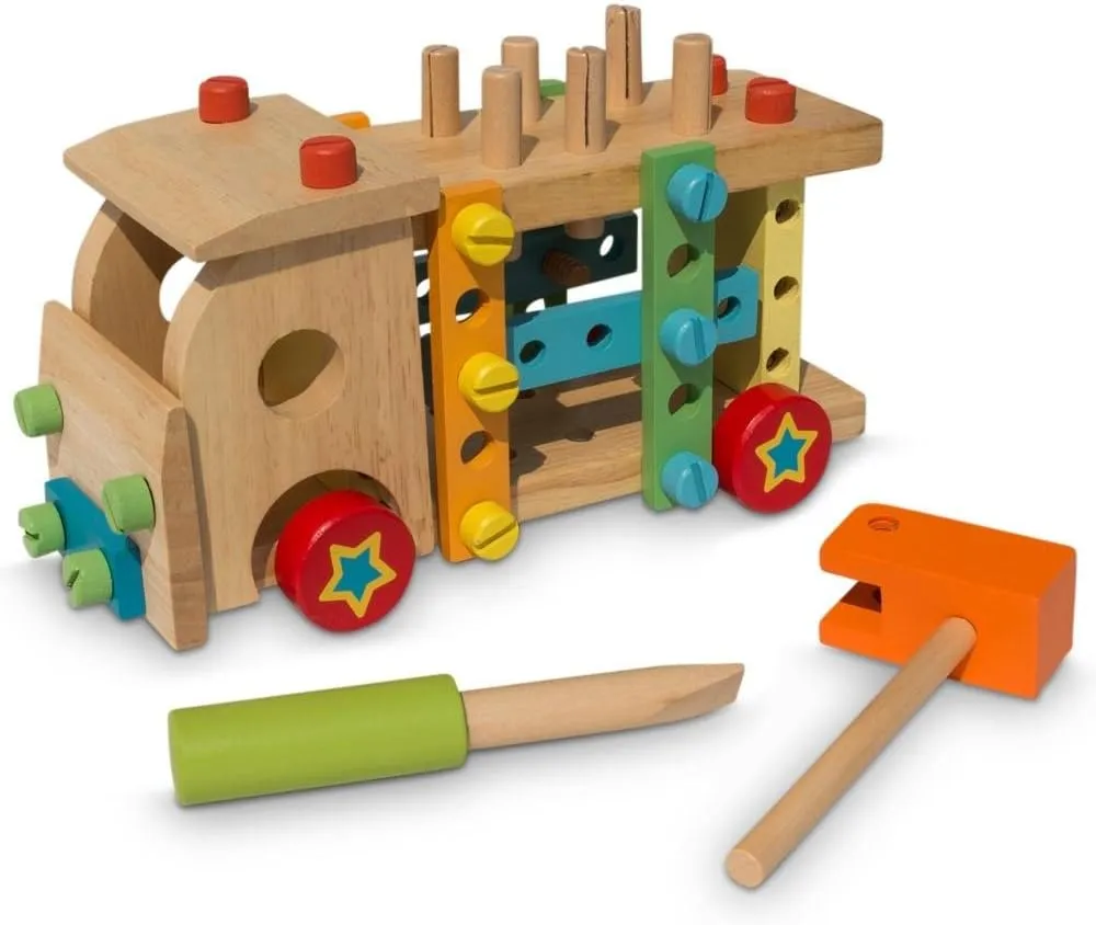BestPysanky Set of Wooden Truck with Building Tools