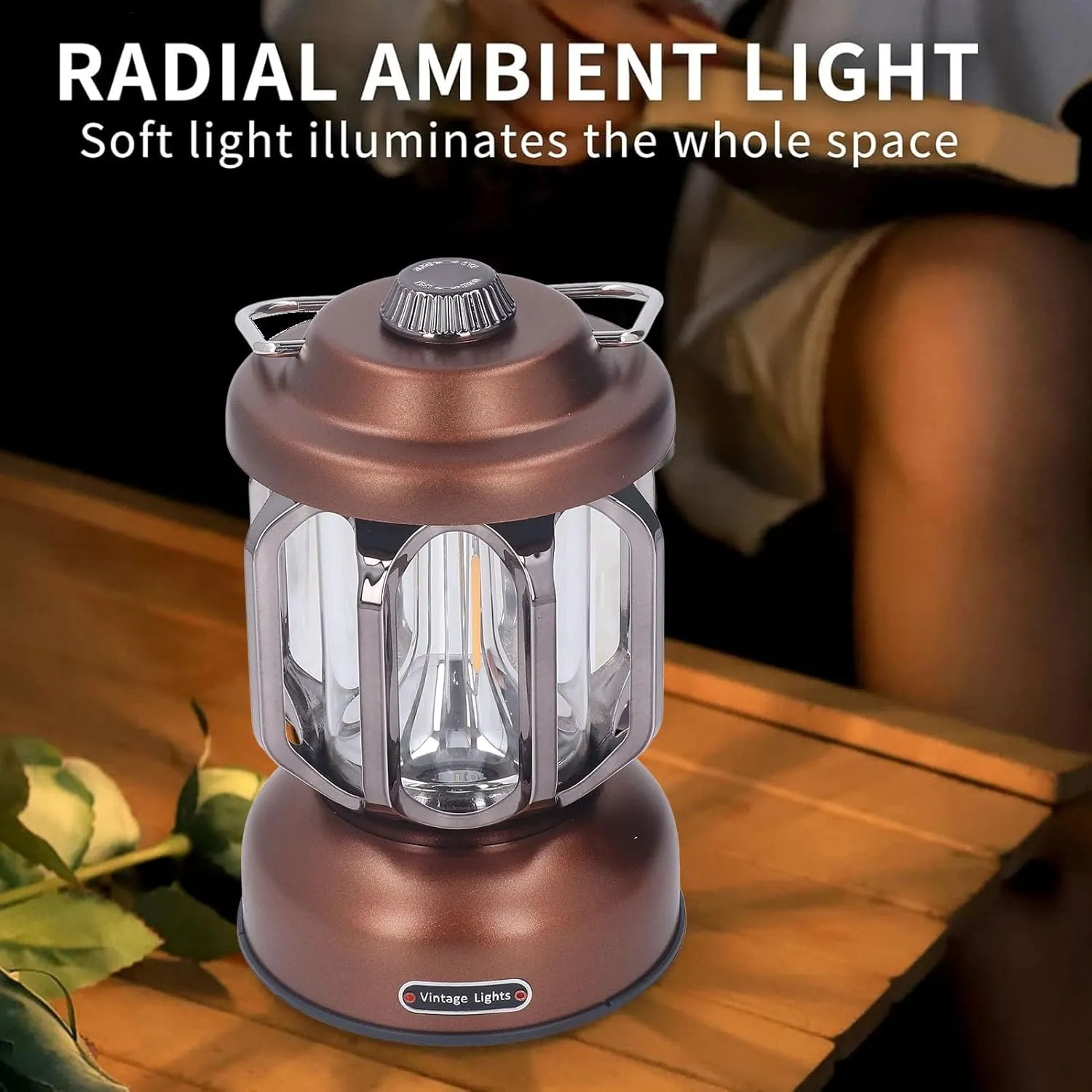 BFYDOAA Retro Camping Lantern Waterproof Rechargeable Tent Lantern with 3 Light Modes,Hanging or Tabletop Camp Lights for Outdoor Yard Hiking(Brown)