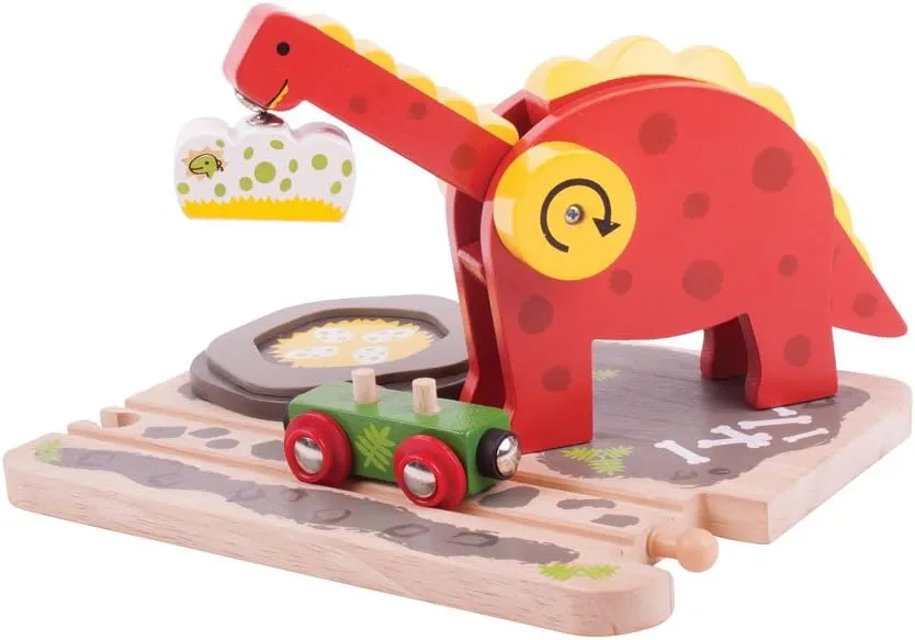 Bigjigs Rail Wooden Dino Crane - Other Major Wood Rail Brands are Compatible