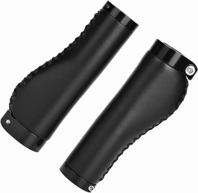 Bike Handlebar Grips, Bike Grips Handlebar Bike Grips Groove Grip Design 1 Pair PU Leather Cycling Lockable Handle Grips for Mountain Bike, Folding Bike