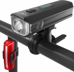 Bike Lights with High-db Horn, 1000 Lumens 4400 mAh Bicycle Headlight & High-Decibel Horn, 5 Lights Modes, Waterproof Rechargeable Bicycle Headlight for Mountain Road Commuter Cycling Night Riding