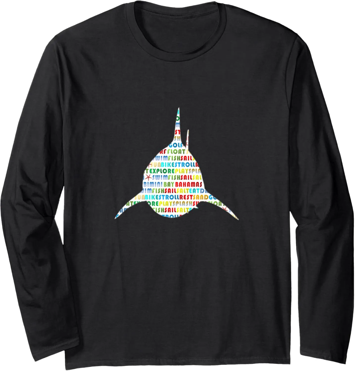 Bimini Bay Shark Word Cloud Long Sleeve T-Shirt