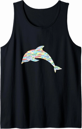 Bimini Bay Dolphin Word Cloud Tank Top