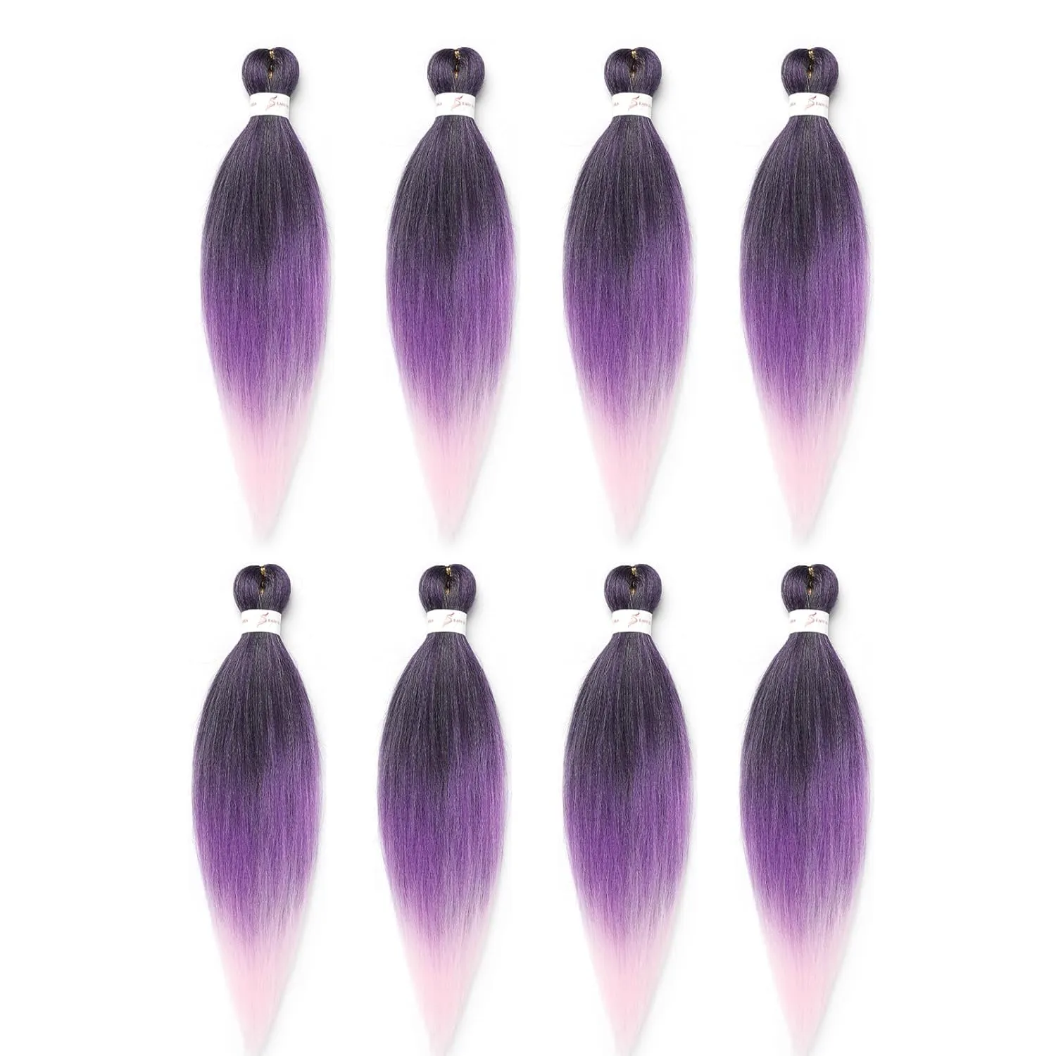 Black And Purple And Pink Braiding Hair Pre stretched 18 Inch 8 Packs Pre stretched Braiding Hair Yaki Texture Synthetic Hair Extension Itch Free Hot Water Setting(18", T1B/Purple/Pink)