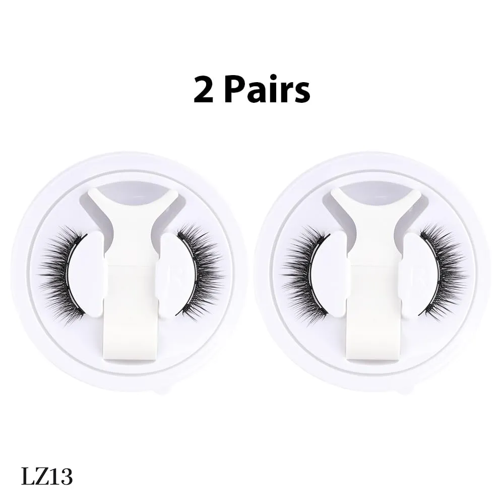 Black Magnetic False Eyelashes 3D Mink Reusable Dramatic Lashes 1 Pair/2 Pairs/ 5 Pairs To Choose False Eyelash Curler Natural Glue Free Magnetic Fox Eyelashes (LZ13-2 Pairs Pack)