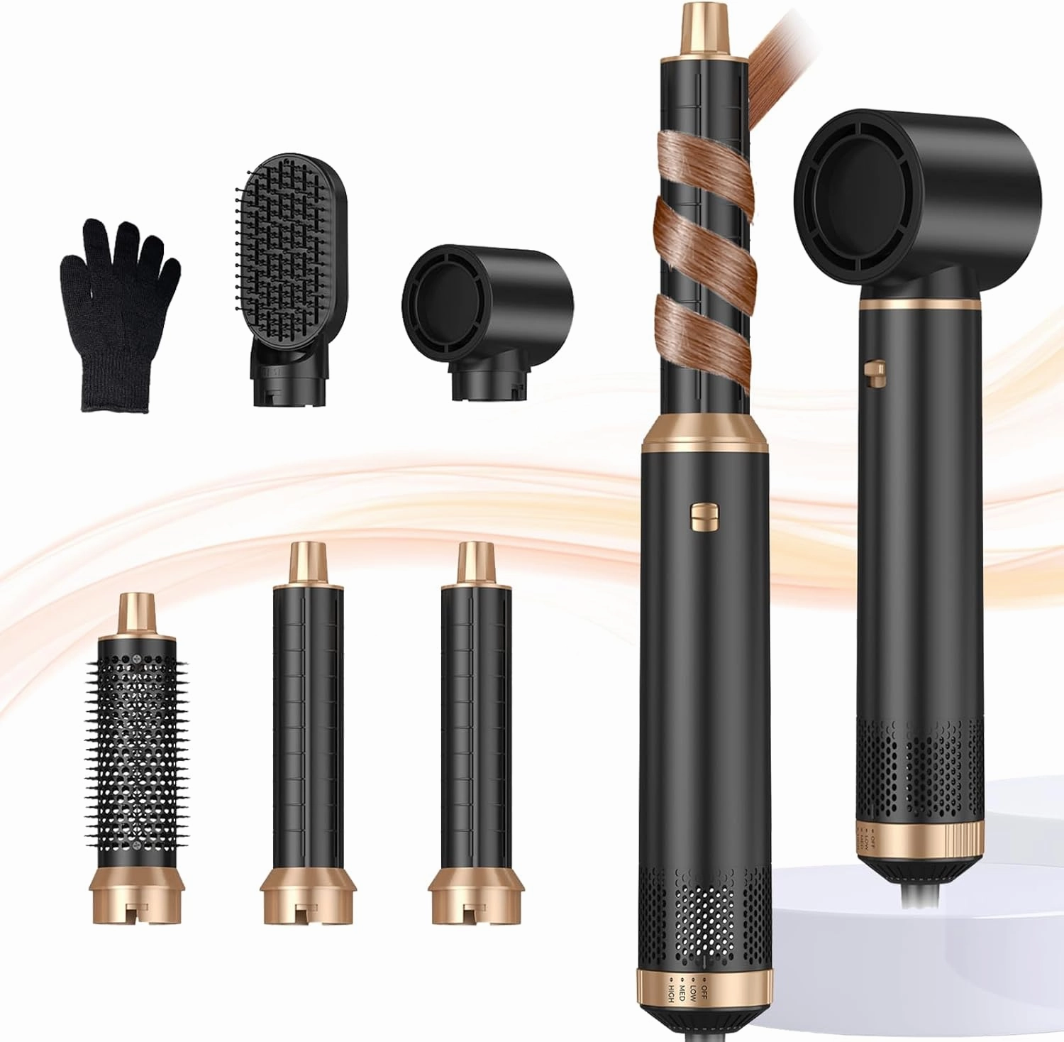 Blow Dryer Brush 5 in 1, Negative Ion Hair Dryer Brush Set Upgrade Hot Air Brush Air Styler Curling Wrap Air Curler, Curling Iron Hair Styling Tools As A Gift for Straight/Curl/Drying/Smoothing