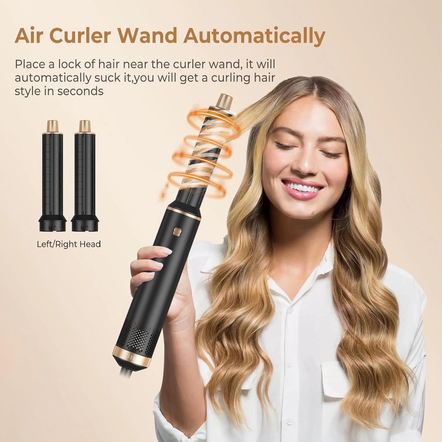 Blow Dryer Brush 5 in 1, Negative Ion Hair Dryer Brush Set Upgrade Hot Air Brush Air Styler Curling Wrap Air Curler, Curling Iron Hair Styling Tools As A Gift for Straight/Curl/Drying/Smoothing
