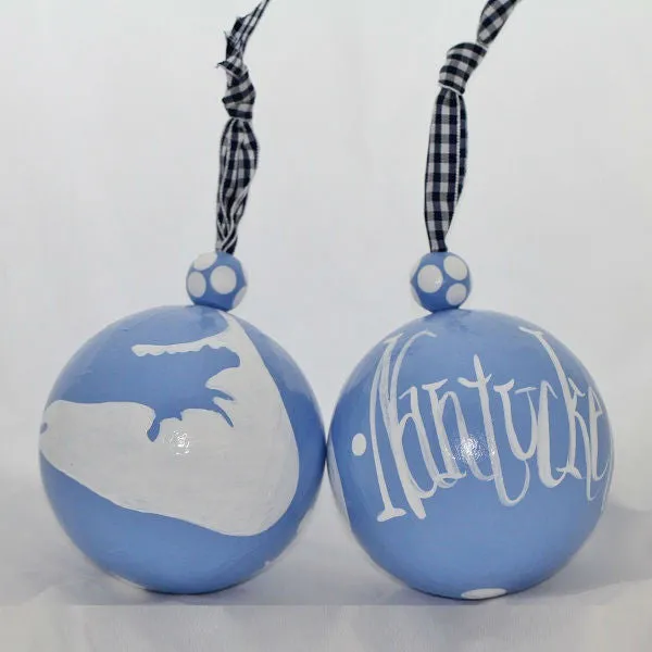 Blue With White Nantucket Island Ornament