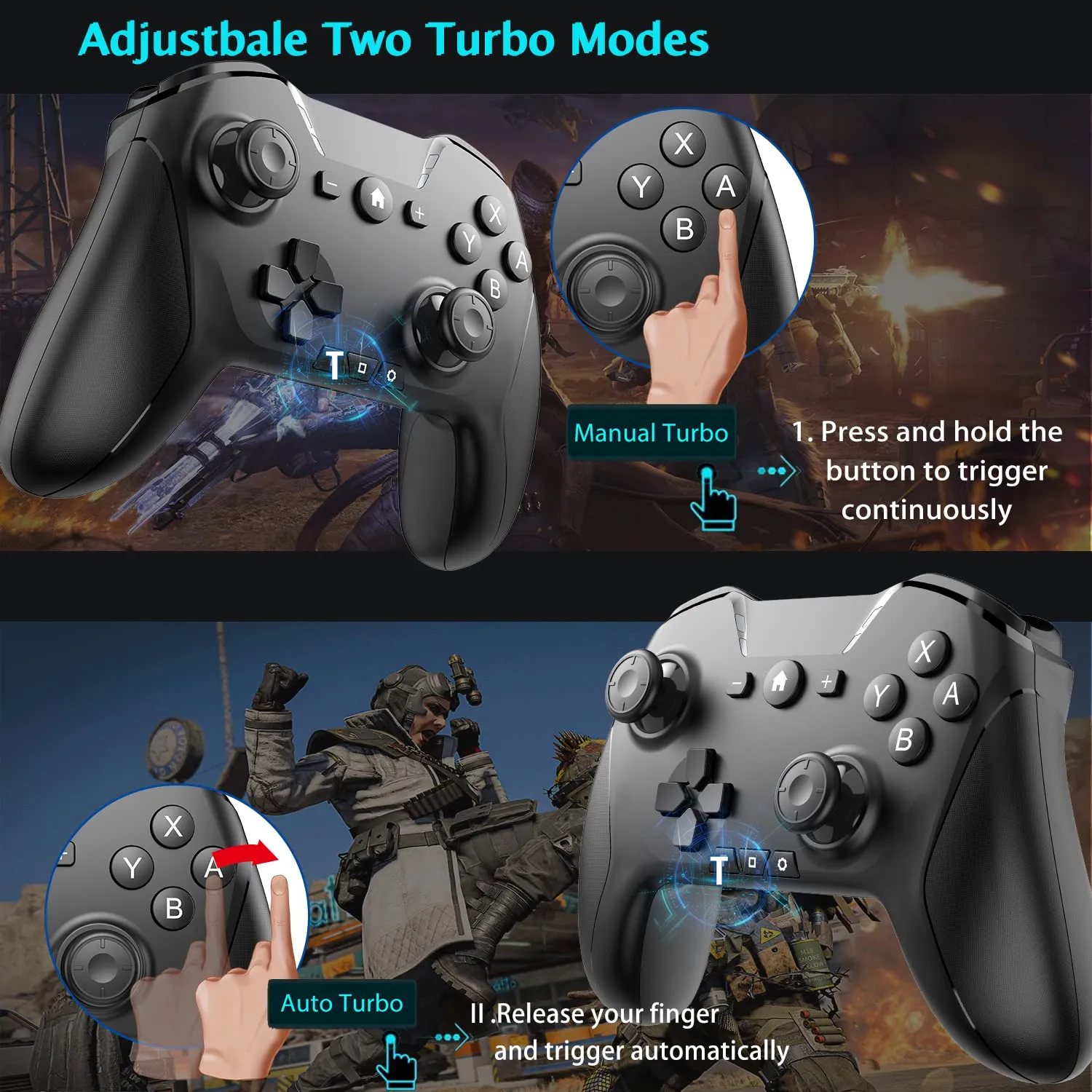 Bluetooth Controller for Switch/Mac/PC/Steam/Mobile Phone/iOS/Android//TV/iPad/Table/Apple Arcade MFi Games, switch pro controller wireless with Adjustable Dual Motion,Turbo,Macros,6-Axis,Wake Up for Black Myth: Wukong (Black) (Purple) (Black with Clip)