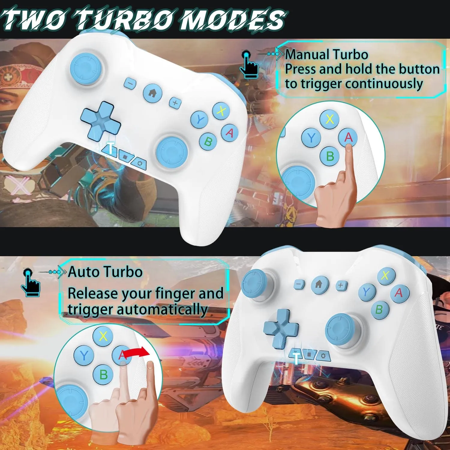 Bluetooth Controller for Switch/Mac/PC/Steam/Mobile Phone/iOS/Android//TV/iPad/Table/Apple Arcade MFi Games, switch pro controller wireless with Adjustable Dual Motion,Turbo,Macros,6-Axis,Wake Up for Black Myth: Wukong (Black) (Purple) (Blue with Clip)