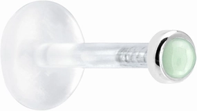 Body Candy Solid 14k White Gold 2mm Genuine Aventurine Quartz Bioplast Push in Labret 16 Gauge 5/16"