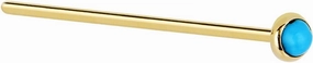 Body Candy Solid 14k Yellow Gold 2mm Turquoise Straight Fishtail Nose Stud Ring 20 Gauge 17mm