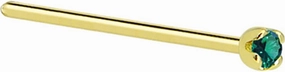 Body Candy Solid 18k Yellow Gold 1.5mm (0.015 cttw) Genuine Green Diamond Straight Fishtail Nose Stud Ring 20 Gauge 17mm