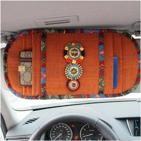 Bohemian Style Car Sun Visor Tissue Bag CD Visor Organizer Holder (Orange)