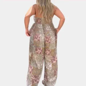 Boho Floral Sleeveless Women's Summer Jumpsuit - Elegant & Lightweight