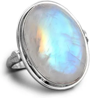 Boho-Magic Sterling Silver Moonstone Ring for Women Oval Gemstone Boho jewelry