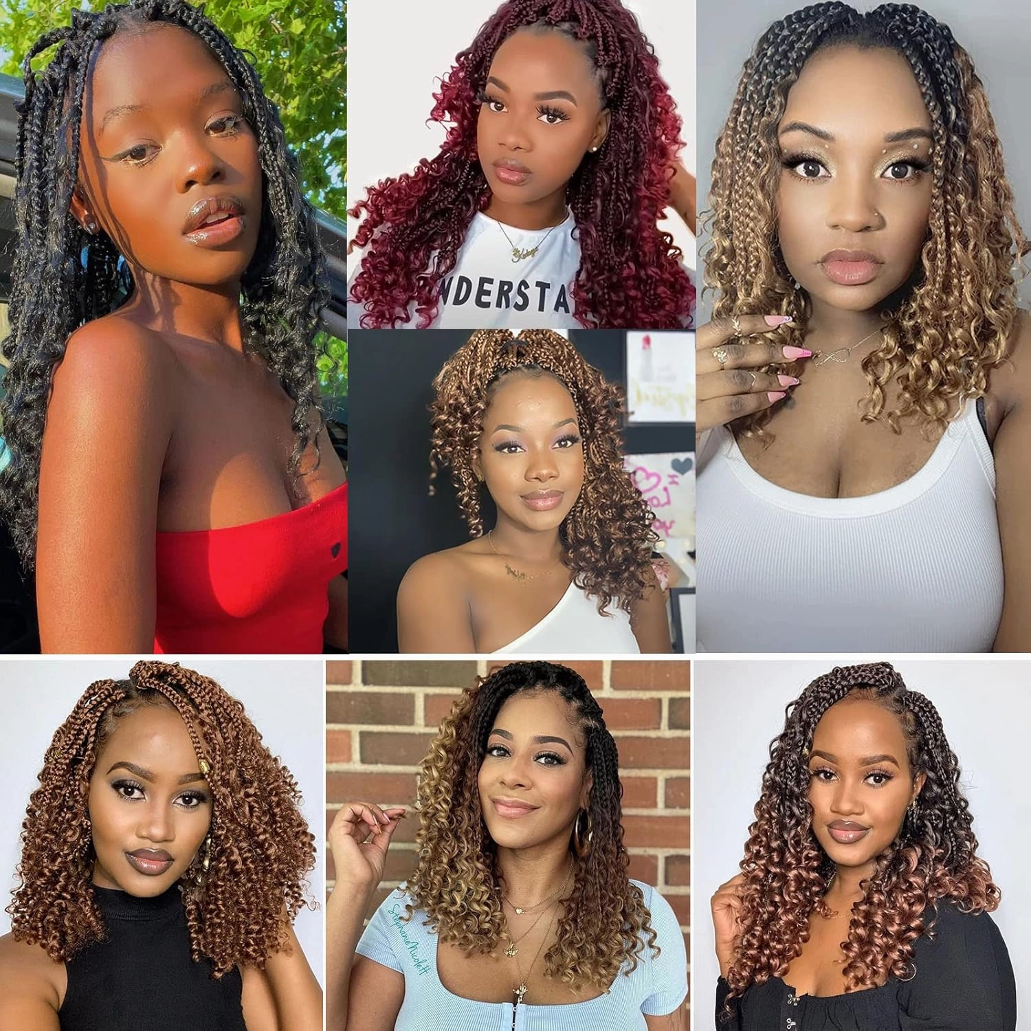 Boho Box Braids Crochet Hair for Women 10 Inch 7 Packs Goddess Box Braids with Curly Ends 3X Short Bob Crochet Braids for Kids Synthetic Blonde Bohemian Braiding Hair Extensions (27#)