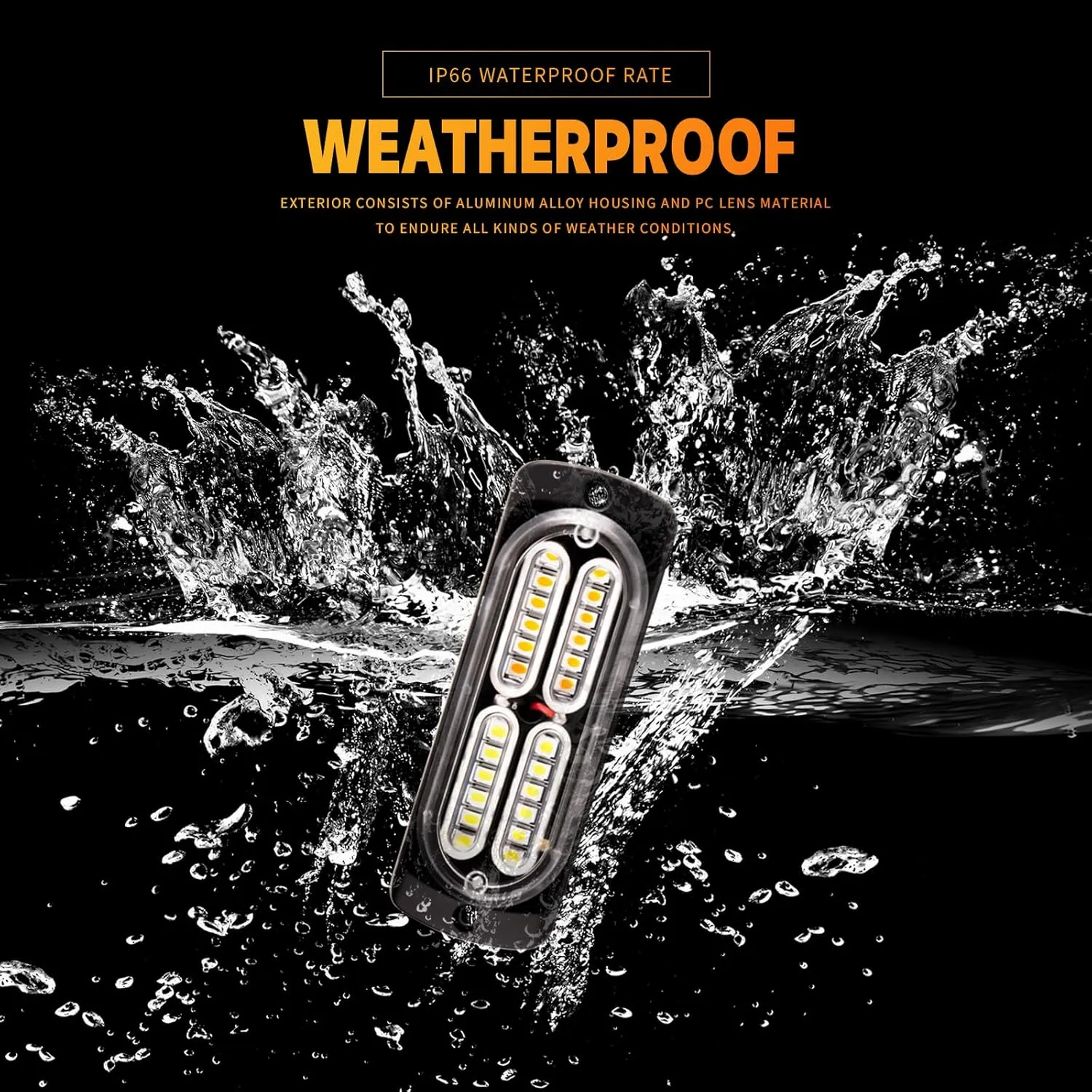 BooYu 8-pcs Sync Feature LED Emergency Strobe Lights Ultra Slim Grille Surface Mount Flashing Warning Hazard Light Bar w/Controller for Construction, Firefighter, Trucks, Vehicles, Car (Amber/White)