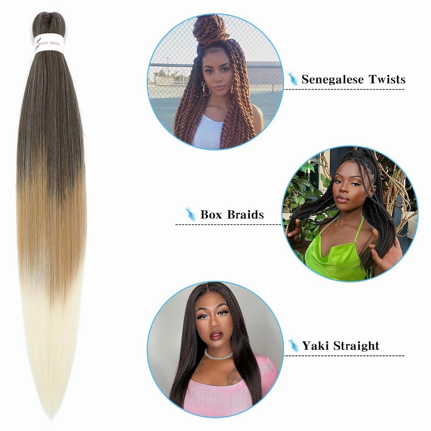 Braiding Hair Pre Stretched 18 Inch 8 Pack Braiding Hair Extensions Itch Free Soft Yaki Texture Hot Water Setting Synthetic Crochet Braids Hair For Women Girls (18Inch,1B/27/613)