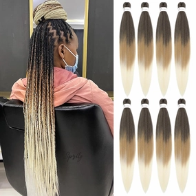 Braiding Hair Pre Stretched 18 Inch 8 Pack Braiding Hair Extensions Itch Free Soft Yaki Texture Hot Water Setting Synthetic Crochet Braids Hair For Women Girls (18Inch,1B/27/613)