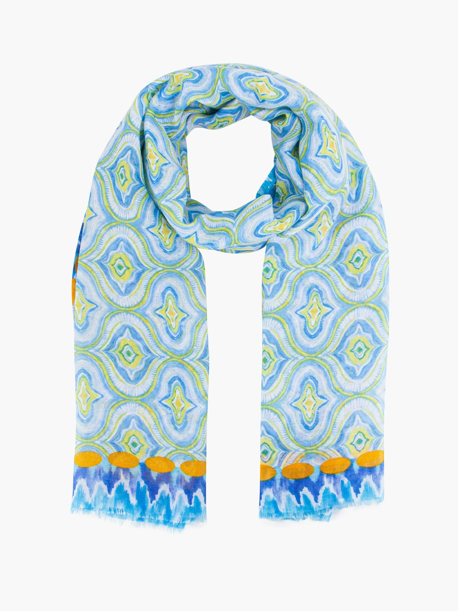 Bree Lightweight Scarf - Blue, Moroccan Tiles